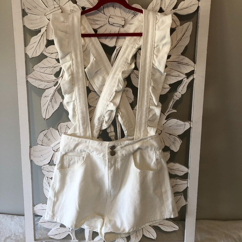 Cider White Denim Bib Shorts